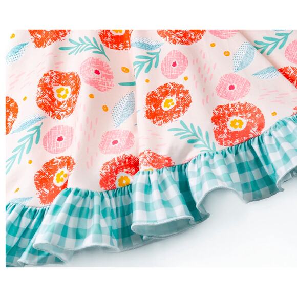 Toddler Girls 2T( S) Okie & Lou Orange Green Floral Plaid Sleeveless Dress - Picture 10 of 11